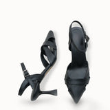 Loventino Esronyn Kadın Arkası Açık Sivri Burun Stiletto 0012707 Siyah Cilt, lüks tasarım ve şıklık.