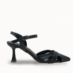 Zarafet ve stil sahibi Loventino Esronyn Kadın Arkası Açık Sivri Burun Stiletto 0012707 Siyah Cilt ile adımlarınızı taçlandırın.