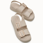 Loventino Ghinreda Kadın Çift Tokalı Sandalet 0012793 Bej Cilt, konforlu ve lüks bir stil için ideal.