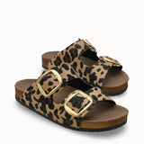 Loventino Vylsula Kadın Çift Tokalı Terlik 0012602 Leopar, şıklığı ve konforu bir arada sunan lüks bir ayakkabı modeli.