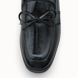 Riccon Loventino Kadın Babet 001295, siyah cilt malzemeden üretilmiş zarif ve lüks kadın ayakkabısı.