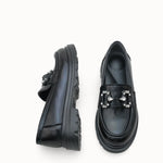 Riccon Loventino Kadın Loafer 0012557 Siyah Rugan, modern ve şık görünümüyle ideal ofis ve özel gün ayakkabısı.