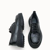 Riccon Loventino Oknyrth Kadın Bağcıklı Loafer 00121990 Mat Siyah Rugan, şık ve lüks tasarımıyla dikkat çeken kadın ayakkabısı.