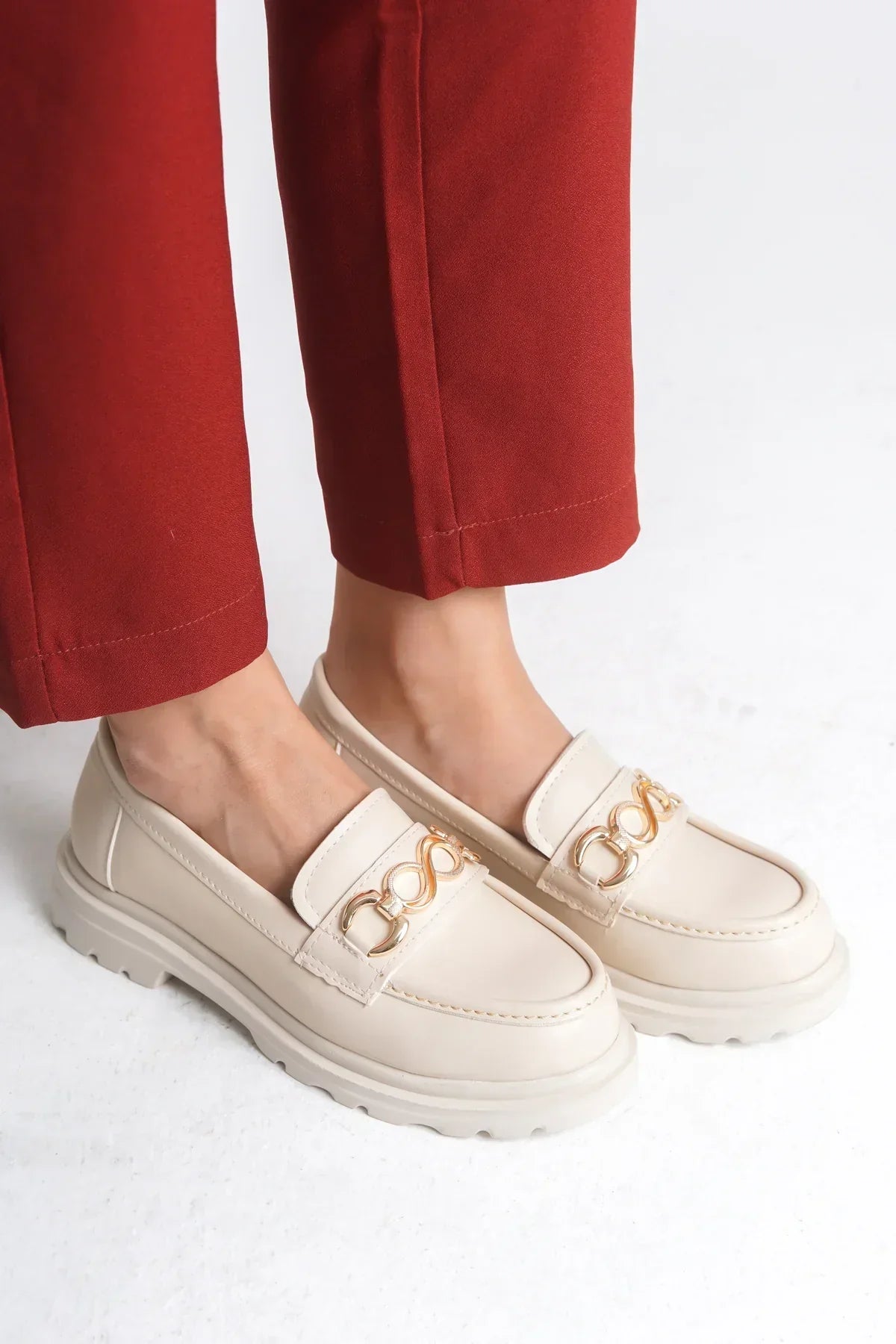 Riccon Kadın Loafer 0012558 Bej