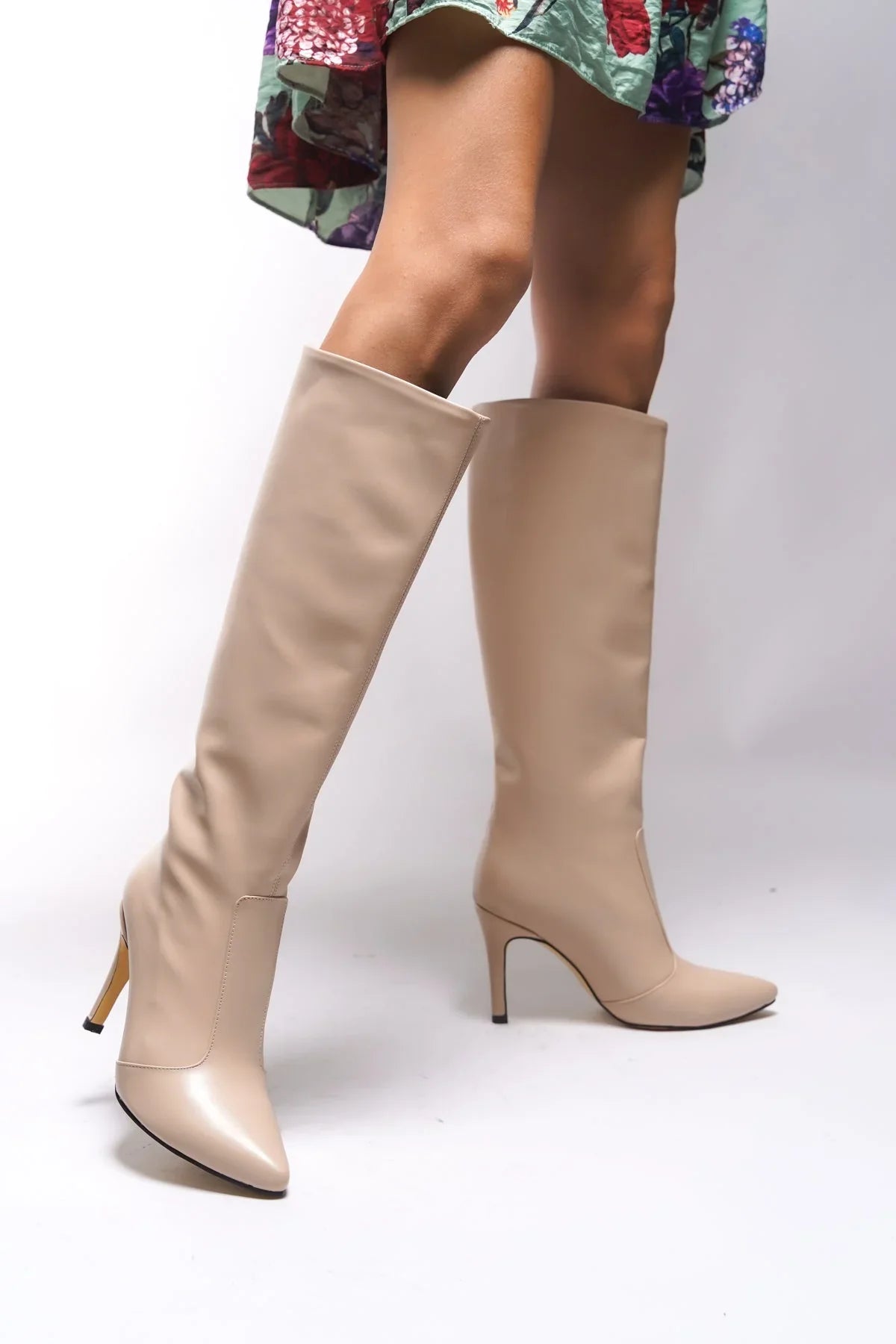 Loventino Hilnaril Kadın Sivri Topuklu Çizme 00123000 Ten Cilt