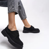 Riccon Oknyrth Kadın Bağcıklı Loafer 00121990 Siyah Süet