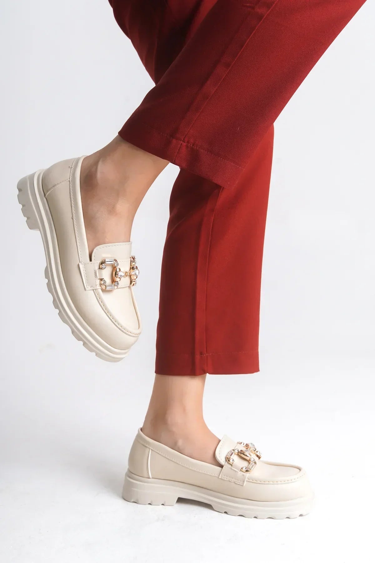 Riccon Kadın Loafer 0012557 Bej