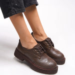 Riccon Oknyrth Kadın Bağcıklı Loafer 00121990 Kahverengi Cilt