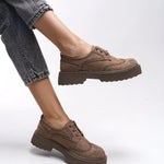 Riccon Oknyrth Kadın Bağcıklı Loafer 00121990 Vizon Süet