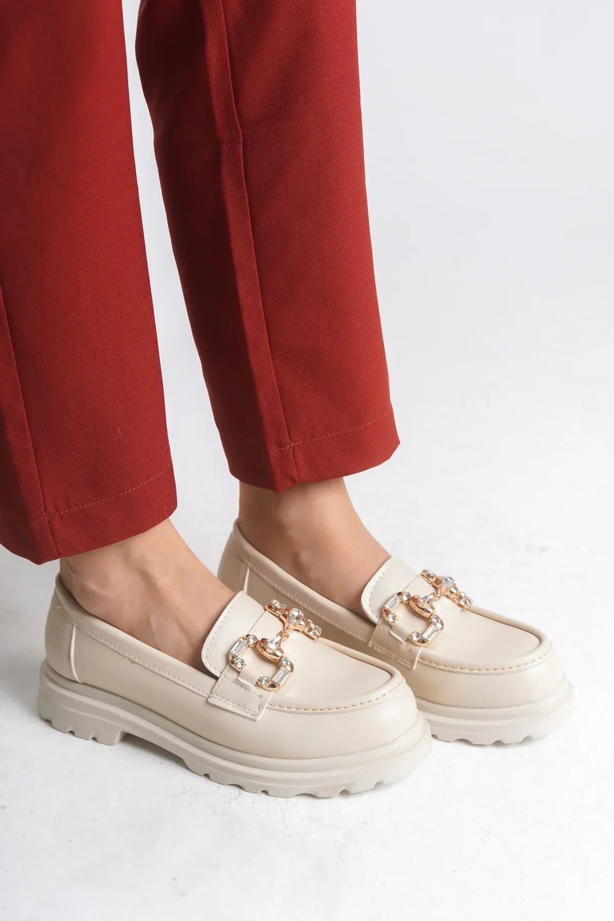 Riccon Kadın Loafer 0012557 Bej