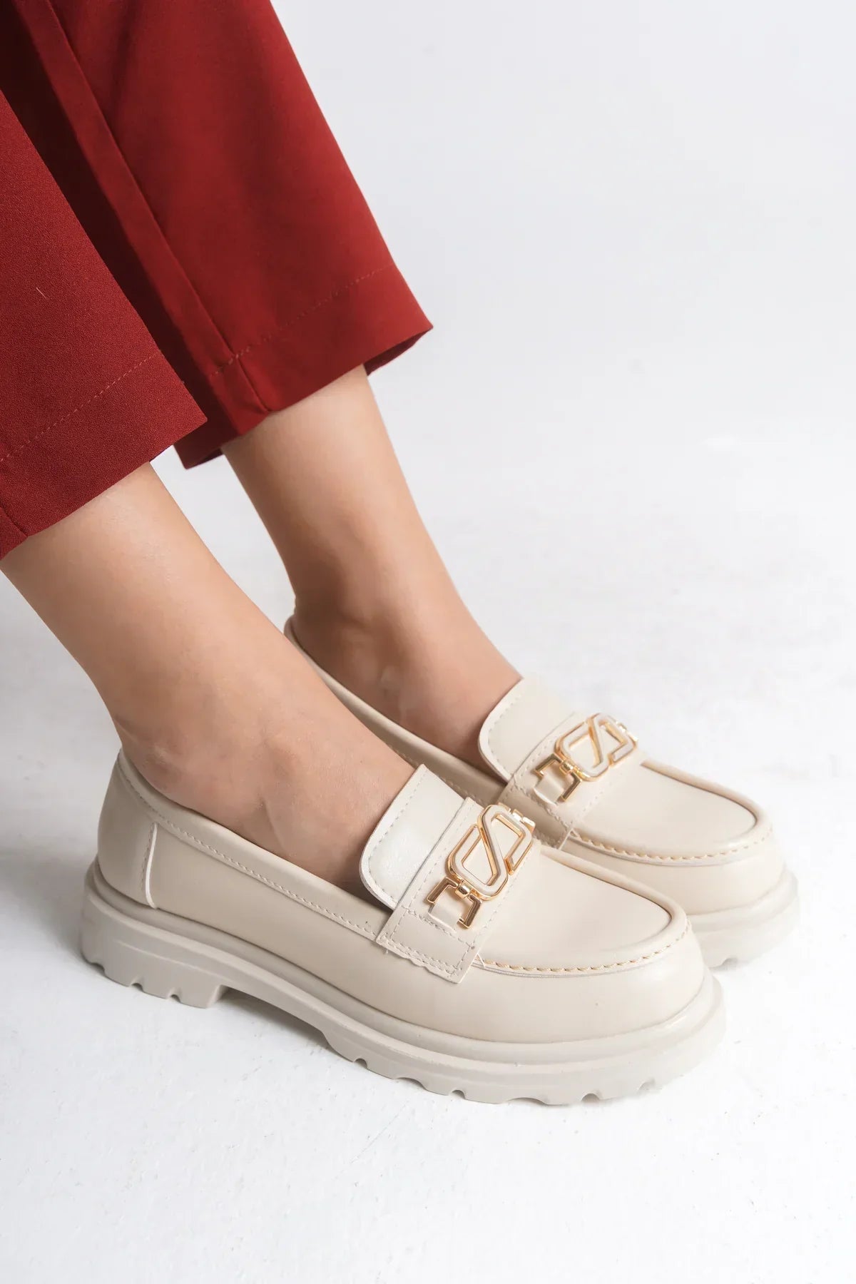 Riccon Kadın Loafer 0012506 Bej