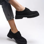 Riccon Oknyrth Kadın Bağcıklı Loafer 00121990 Siyah Süet