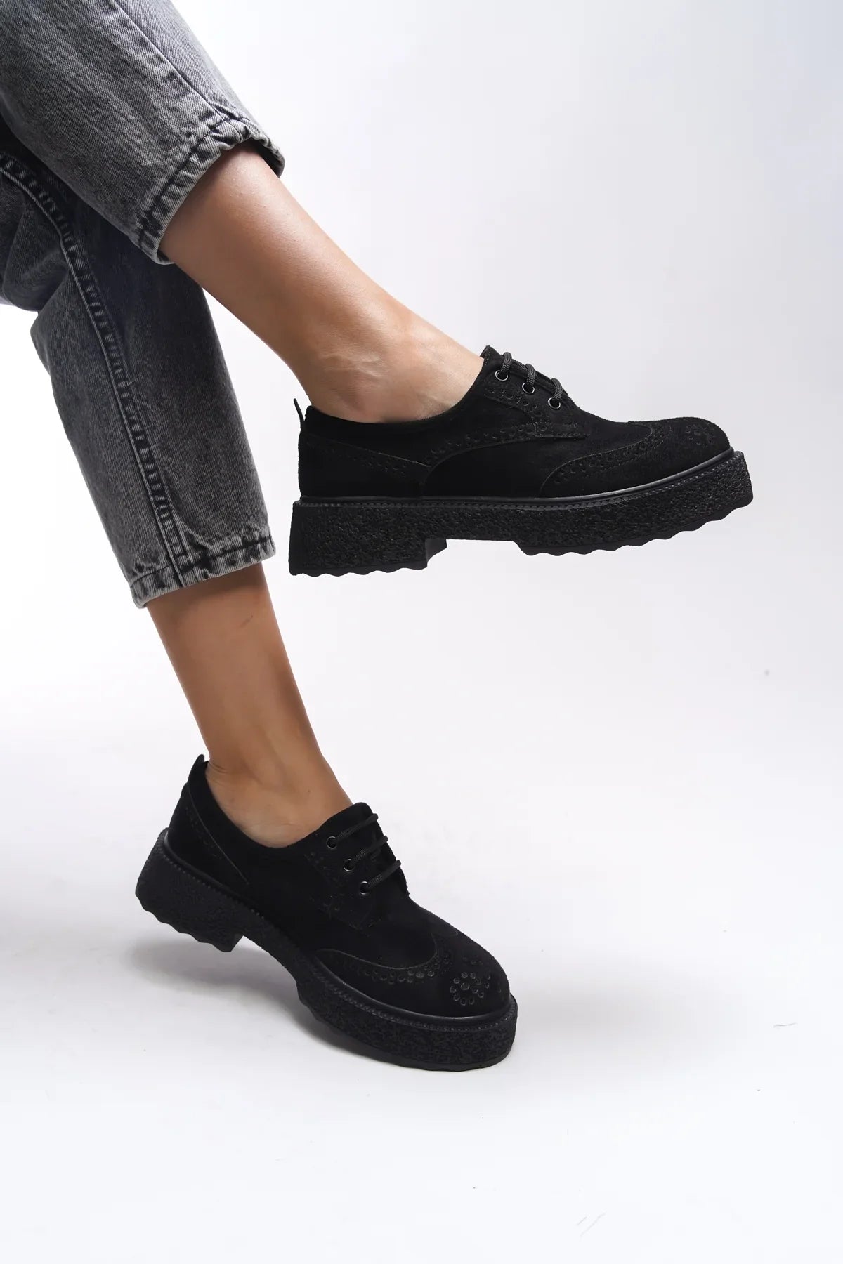 Riccon Oknyrth Kadın Bağcıklı Loafer 00121990 Siyah Süet