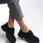 Riccon Oknyrth Kadın Bağcıklı Loafer 00121990 Siyah Süet
