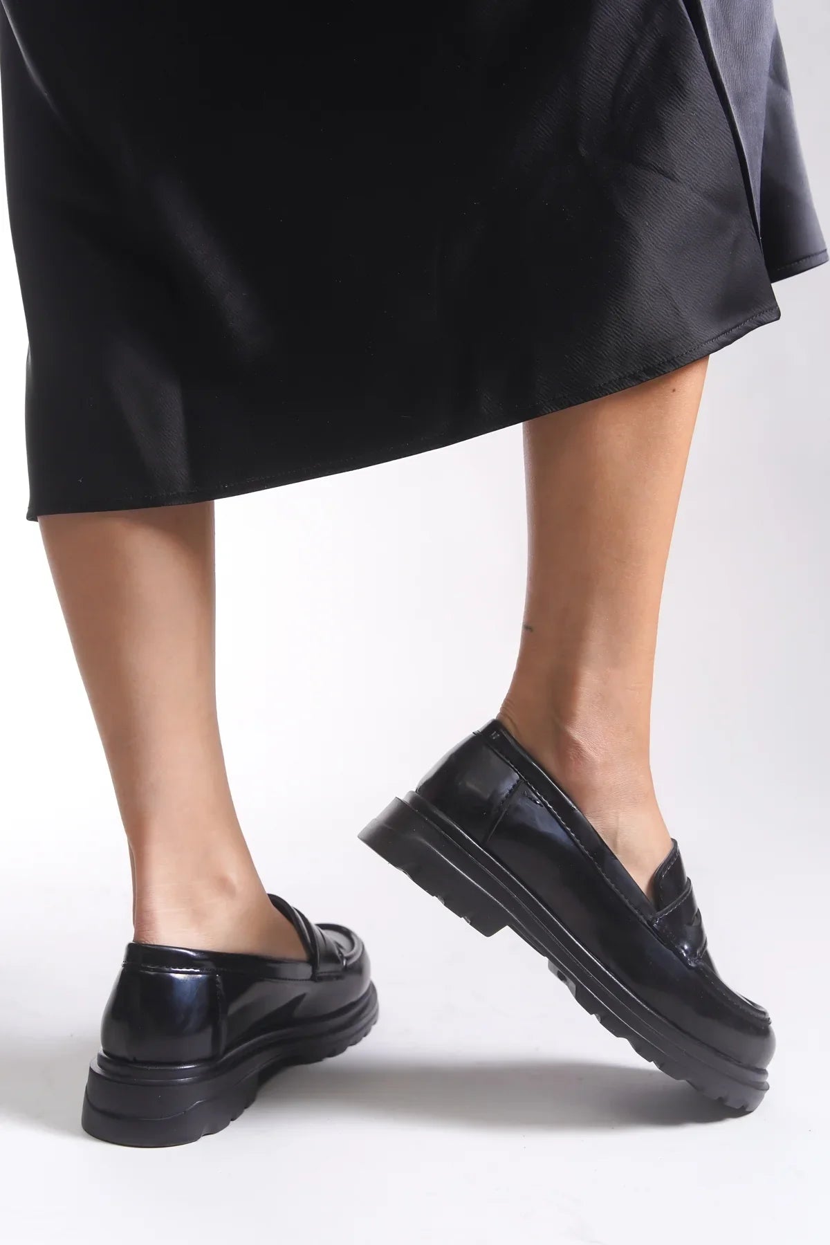 Riccon Kadın Loafer 0012511 Siyah Rugan