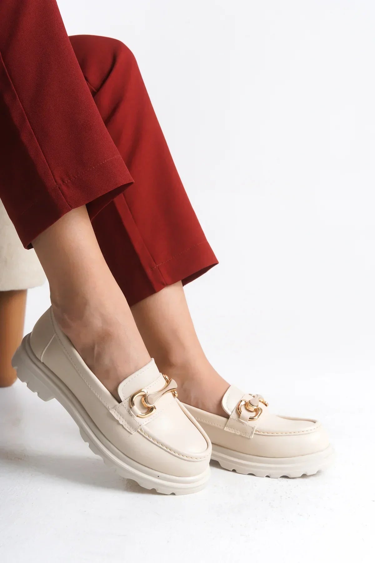 Riccon Kadın Loafer 0012551 Bej