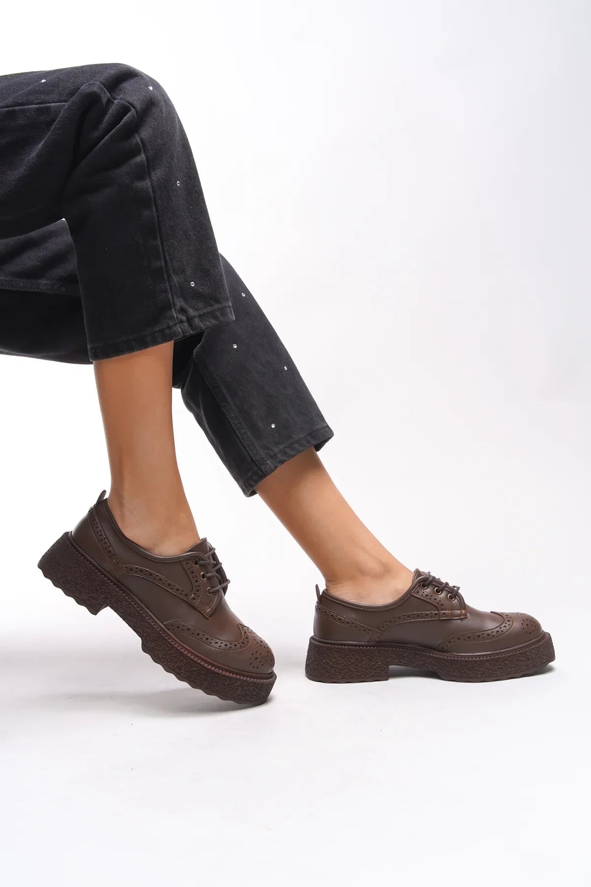 Riccon Oknyrth Kadın Bağcıklı Loafer 00121990 Kahverengi Cilt