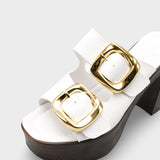 Riccon Mylsaria Kadın Çift Tokalı Topuklu Terlik 0012766