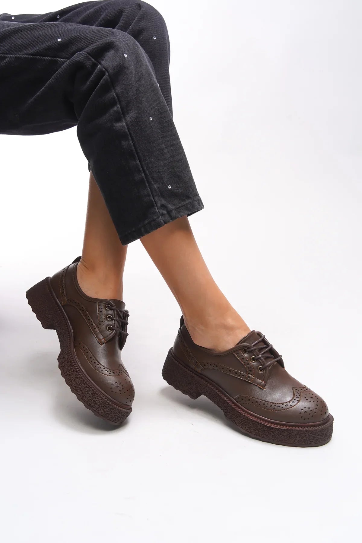 Riccon Oknyrth Kadın Bağcıklı Loafer 00121990 Kahverengi Cilt