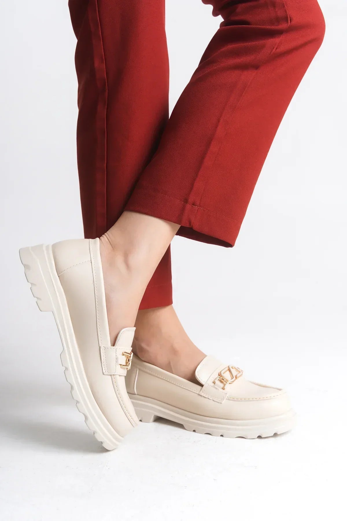 Riccon Kadın Loafer 0012506 Bej