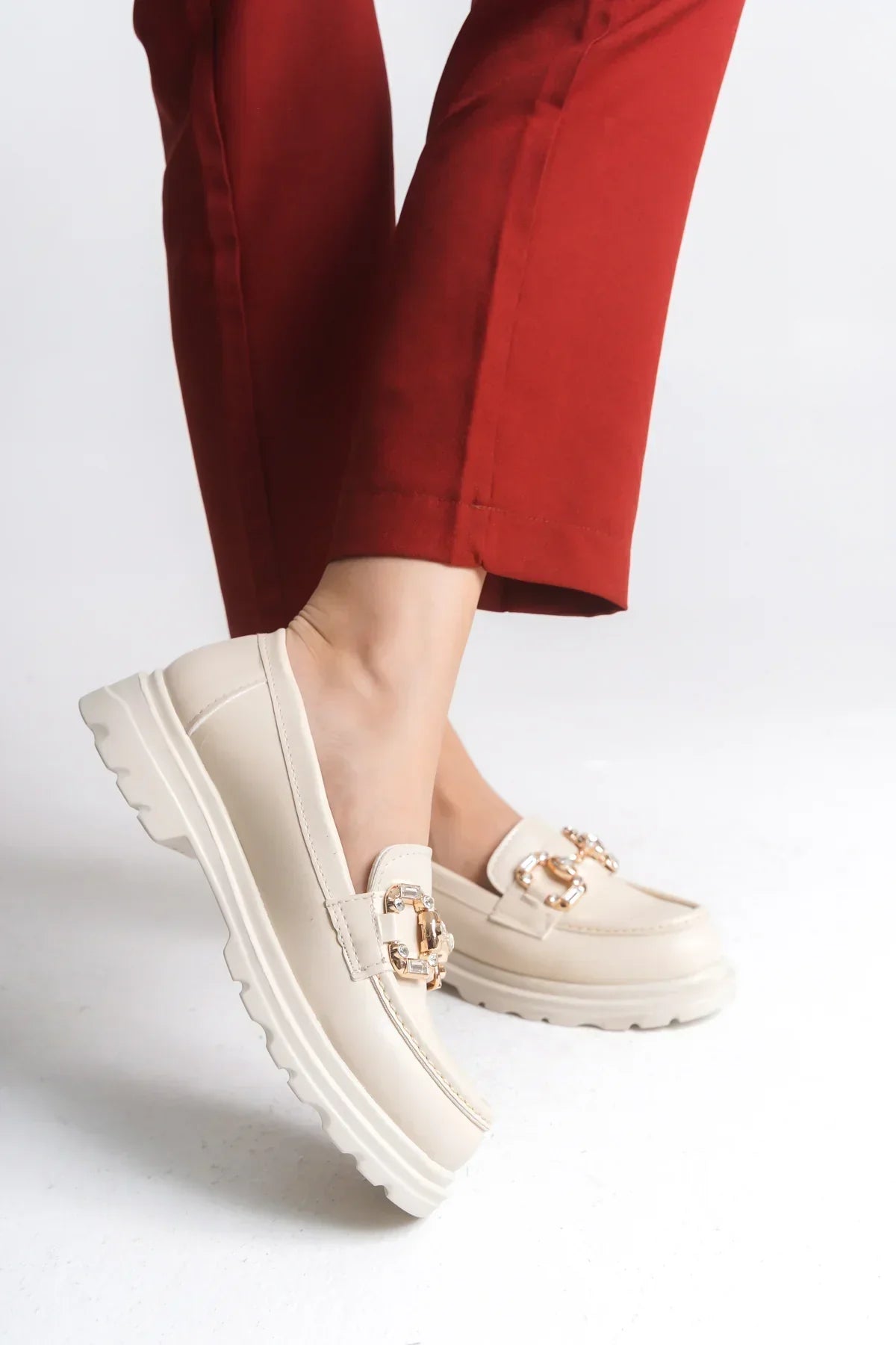 Riccon Kadın Loafer 0012557 Bej