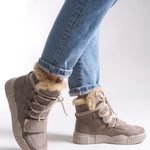 Riccon Pyriseth Kadın İçi Kürklü Sneaker Bot 0012711 Vizon Süet