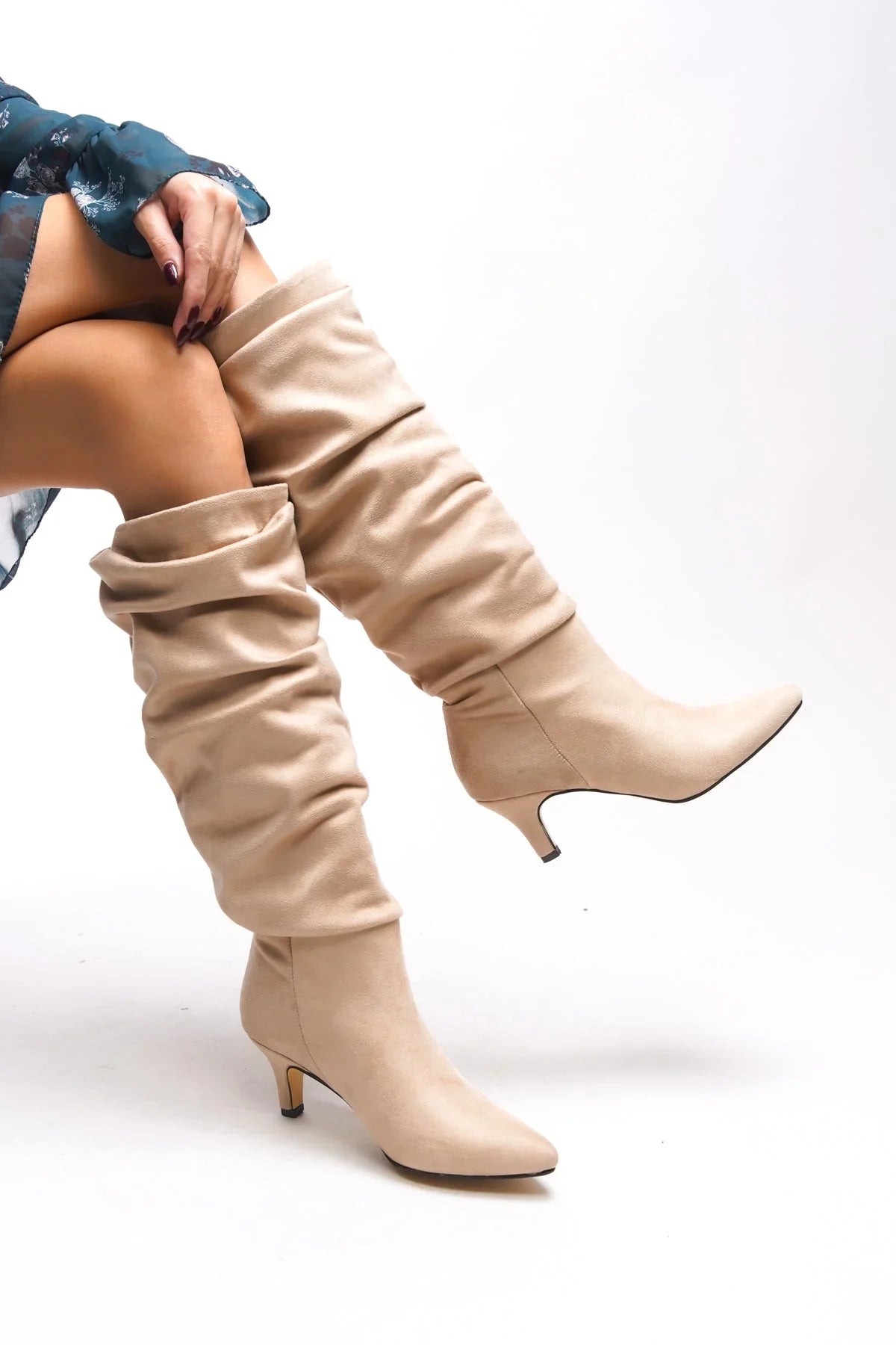 Loventino Jenfarrel Kadın Körüklü Çizme 00126000 Bej Süet