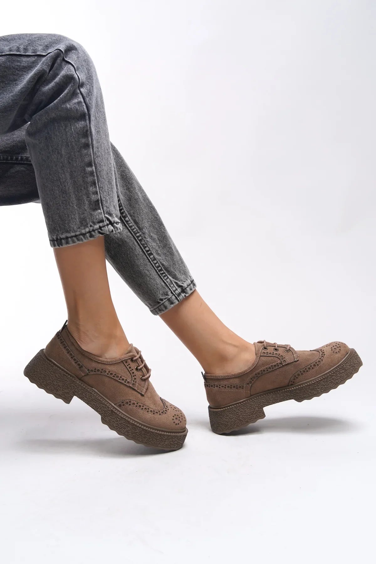 Riccon Oknyrth Kadın Bağcıklı Loafer 00121990 Vizon Süet