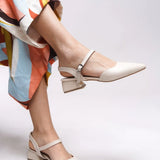 Loventino Heilleia Kadın Arkası Açık Sivri Burun Topuklu Ayakkabı 0012335 Ten Cilt