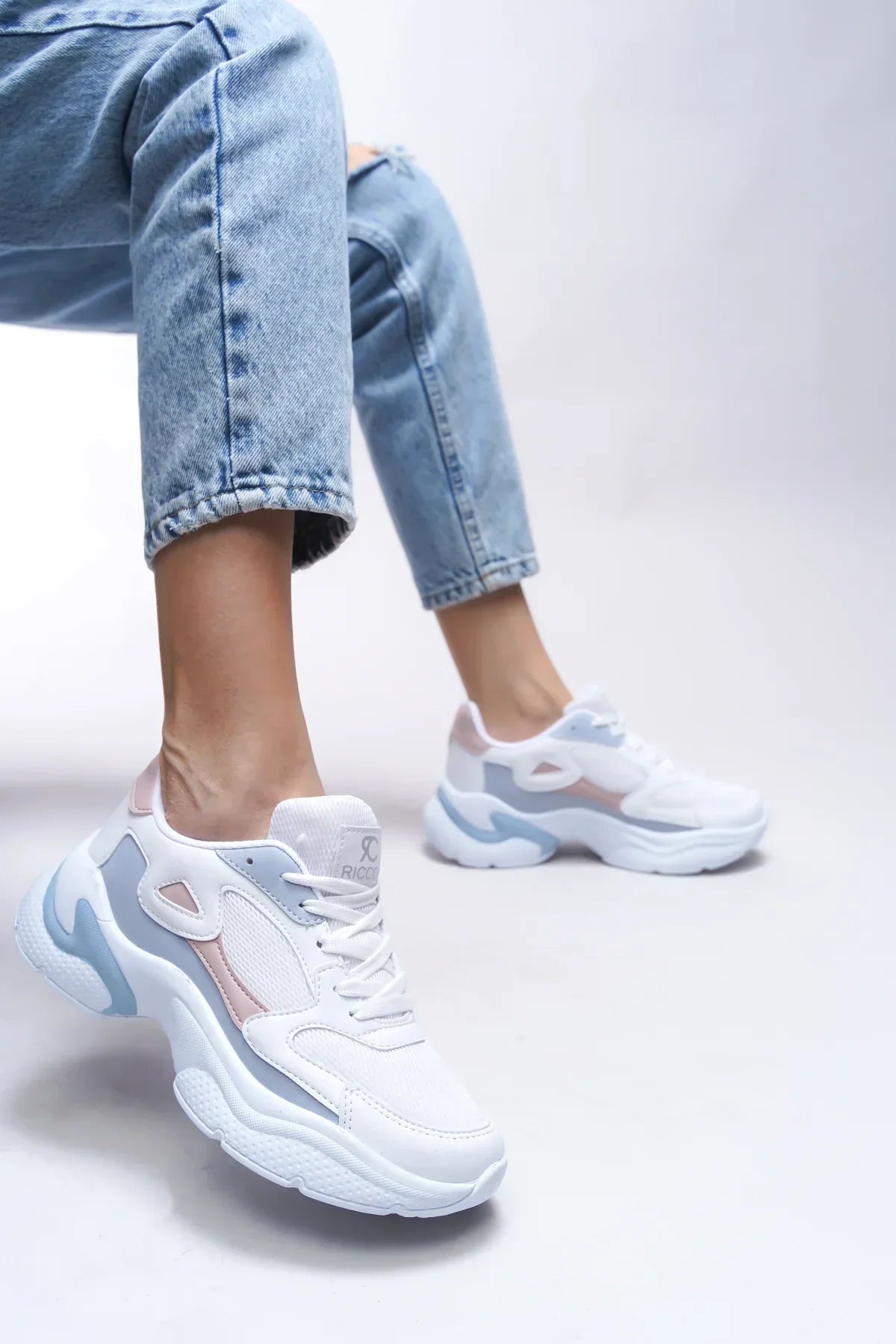 Riccon Kadın Sneaker 0012152 Beyaz Pudra Mavi