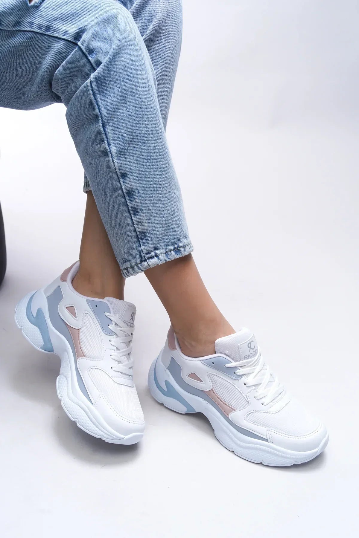 Riccon Kadın Sneaker 0012152 Beyaz Pudra Mavi