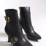 Riccon Olytheris Kadın Topuklu Sivri Burun Bot 00128505 Siyah Cilt