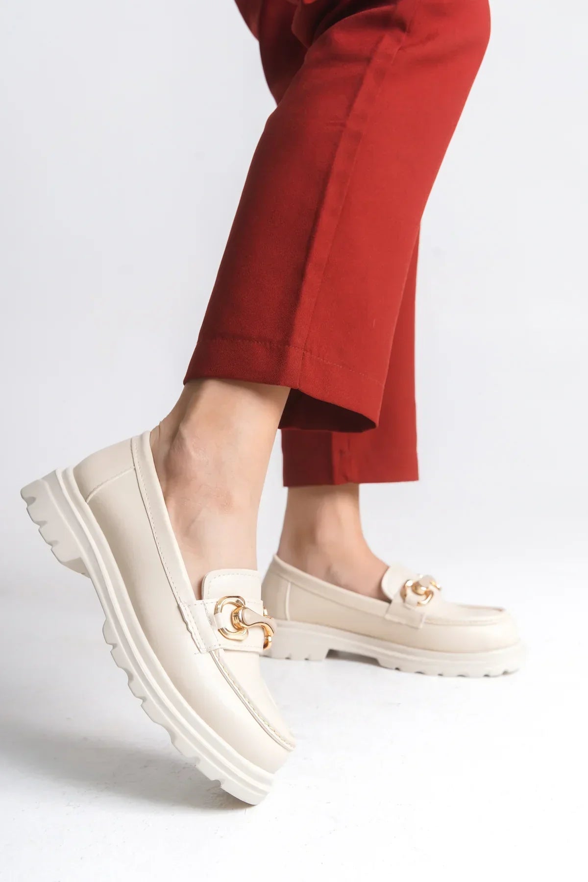 Riccon Kadın Loafer 0012551 Bej