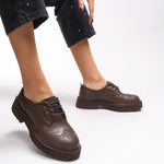 Riccon Oknyrth Kadın Bağcıklı Loafer 00121990 Kahverengi Cilt