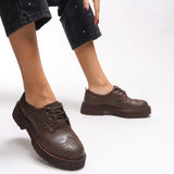 Riccon Oknyrth Kadın Bağcıklı Loafer 00121990 Kahverengi Cilt