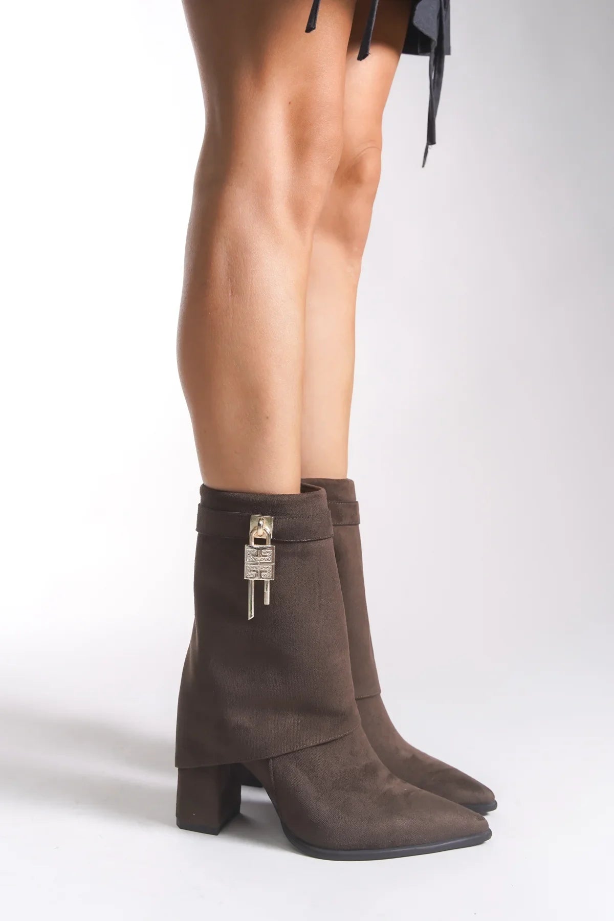 Riccon Kadın Sivri Burun Kısa Çizme 0012068 Kahverengi Süet