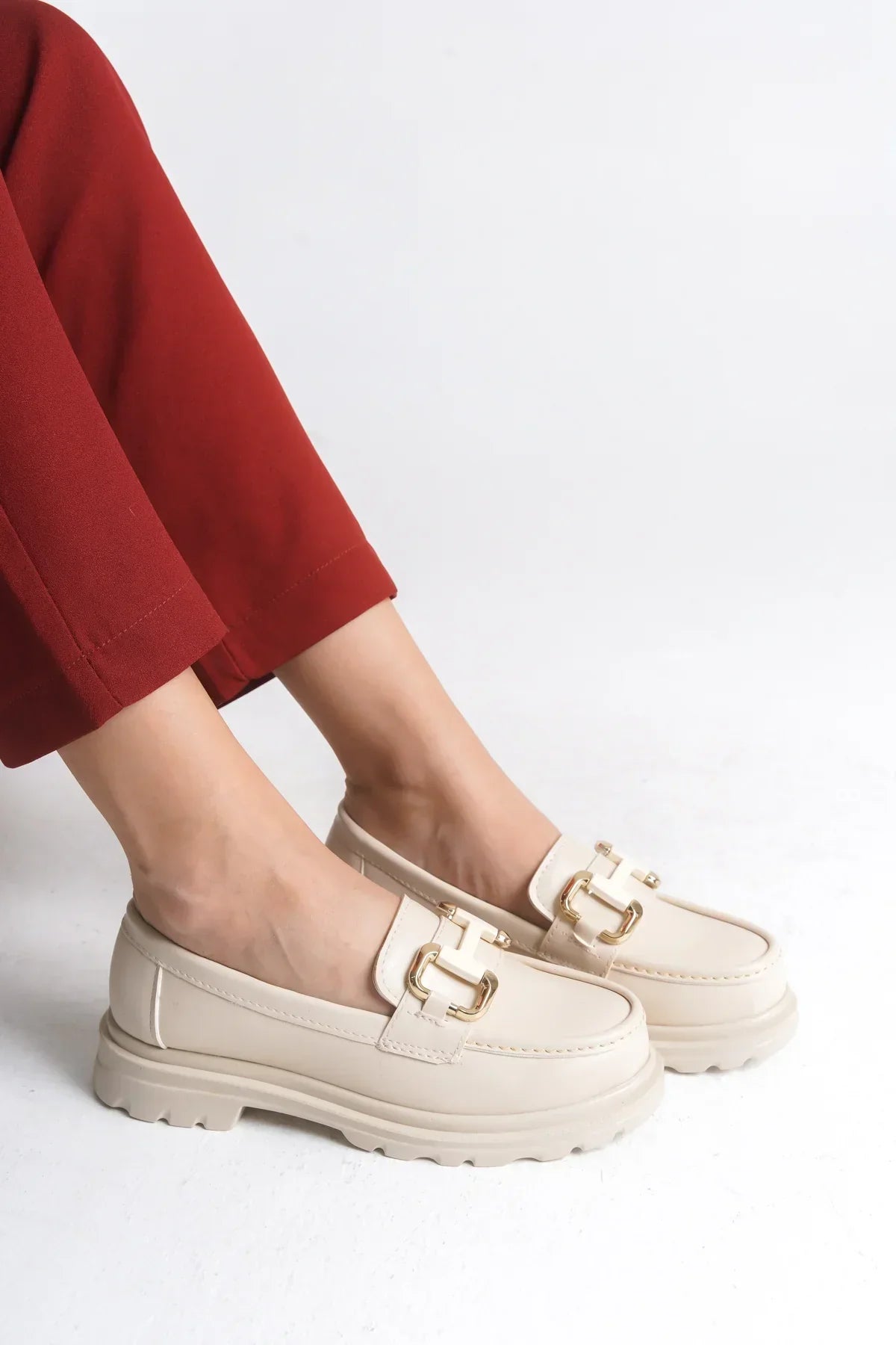 Riccon Kadın Loafer 0012510 Bej