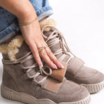 Riccon Pyriseth Kadın İçi Kürklü Sneaker Bot 0012711 Vizon Süet