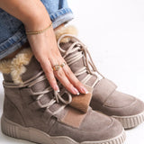 Riccon Pyriseth Kadın İçi Kürklü Sneaker Bot 0012711 Vizon Süet