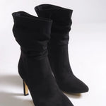 Riccon Lesxipha Kadın Körüklü Kısa Çizme 0012203 Siyah Süet