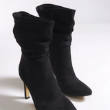 Riccon Lesxipha Kadın Körüklü Kısa Çizme 0012203 Siyah Süet