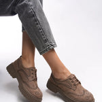 Riccon Oknyrth Kadın Bağcıklı Loafer 00121990 Vizon Süet