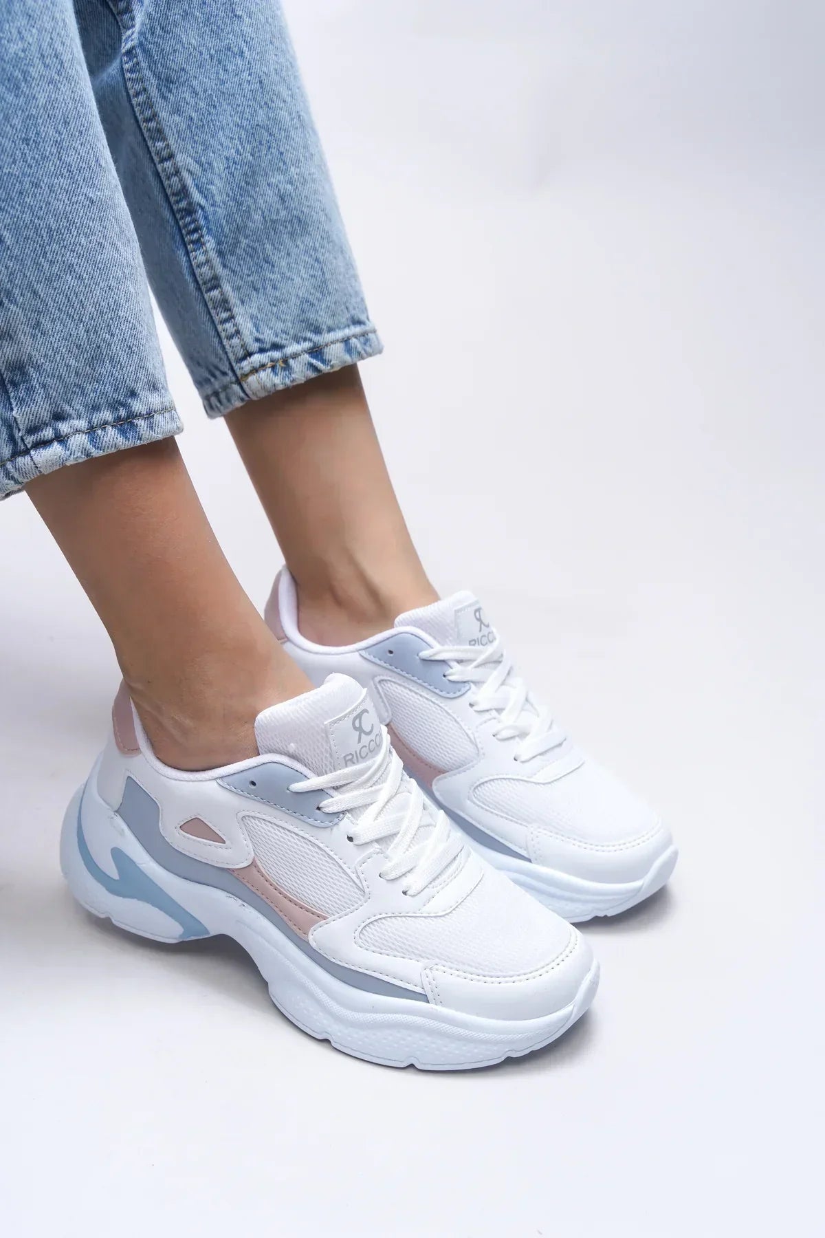 Riccon Kadın Sneaker 0012152 Beyaz Pudra Mavi