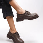 Riccon Oknyrth Kadın Bağcıklı Loafer 00121990 Kahverengi Cilt