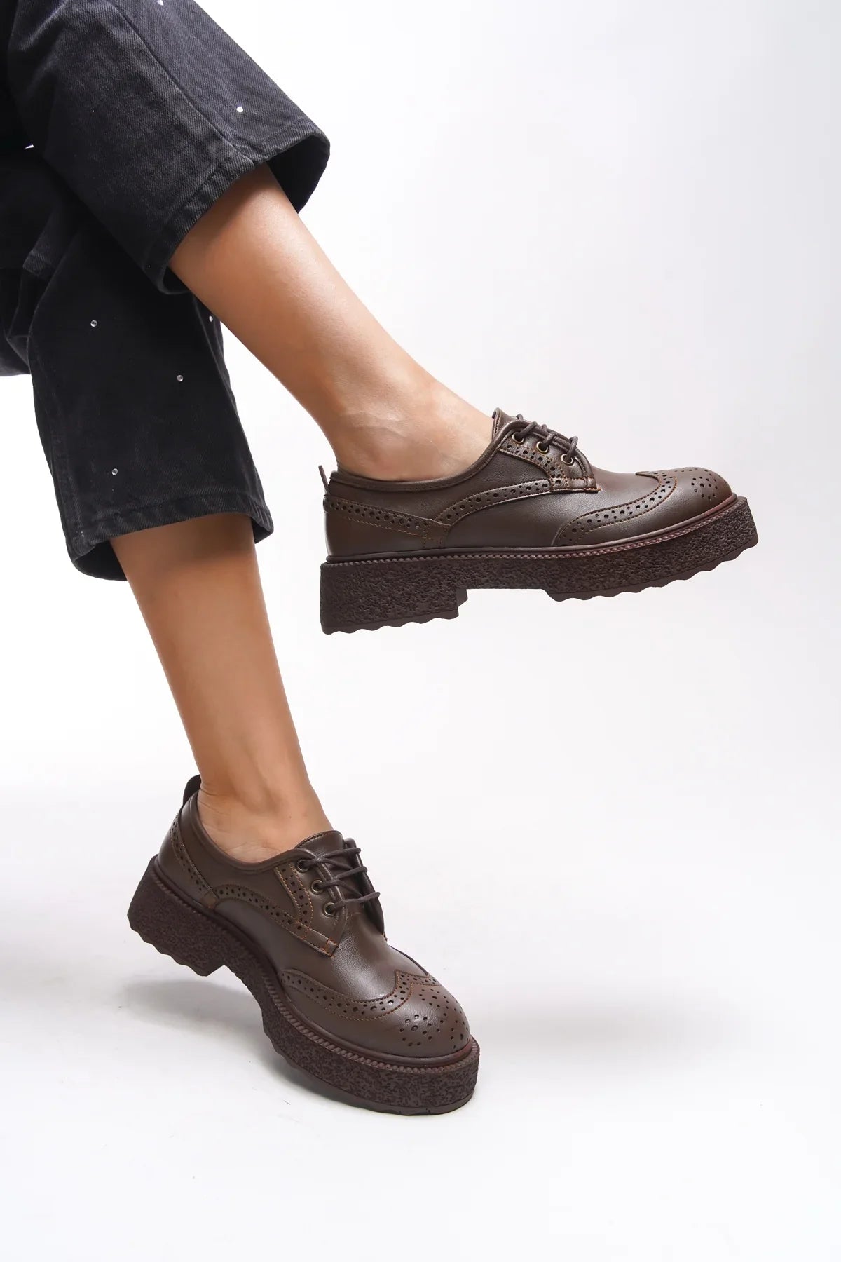 Riccon Oknyrth Kadın Bağcıklı Loafer 00121990 Kahverengi Cilt