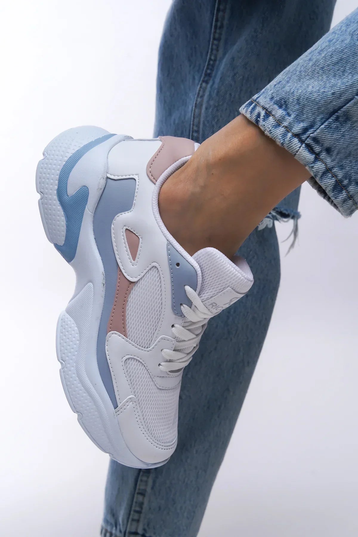 Riccon Kadın Sneaker 0012152 Beyaz Pudra Mavi